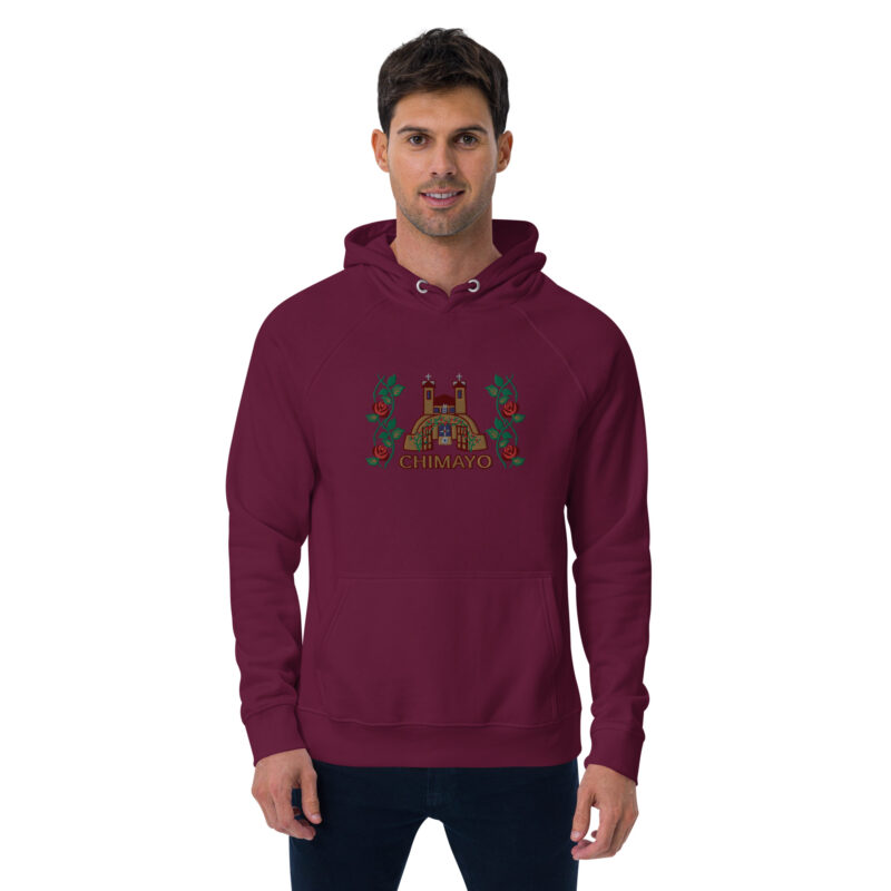 EL SANTUARIO WITH ROSES - Unisex Eco Raglan Hoodie (embroidery on front) - Image 16