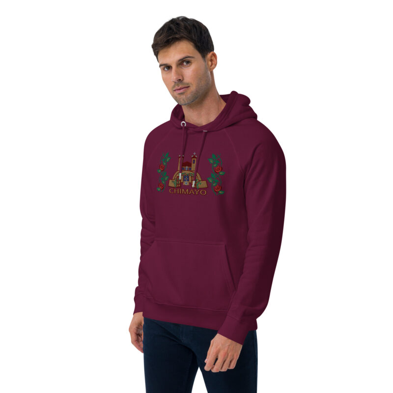 EL SANTUARIO WITH ROSES - Unisex Eco Raglan Hoodie (front embroidery) - Image 16
