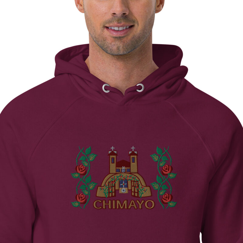 EL SANTUARIO WITH ROSES - Unisex Eco Raglan Hoodie (embroidery on front) - Image 15