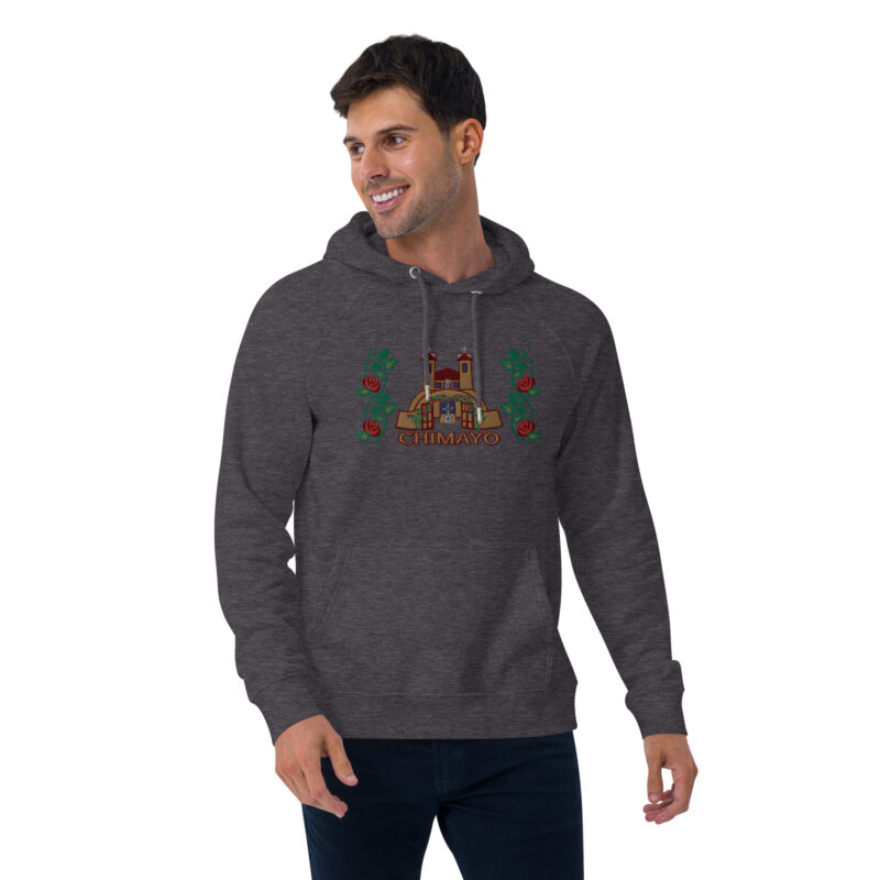EL SANTUARIO WITH ROSES - Unisex Eco Raglan Hoodie (front embroidery) - Image 19