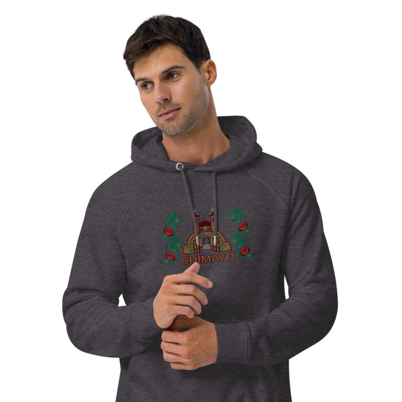 EL SANTUARIO WITH ROSES - Unisex Eco Raglan Hoodie (embroidery on front) - Image 21