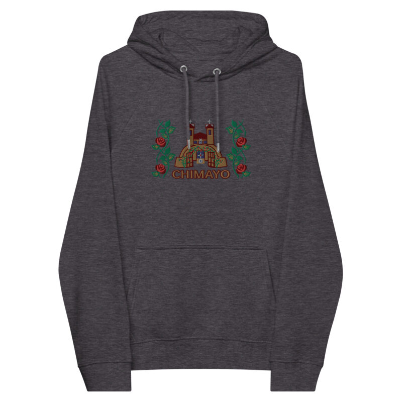 EL SANTUARIO WITH ROSES - Unisex Eco Raglan Hoodie (embroidery on front) - Image 5