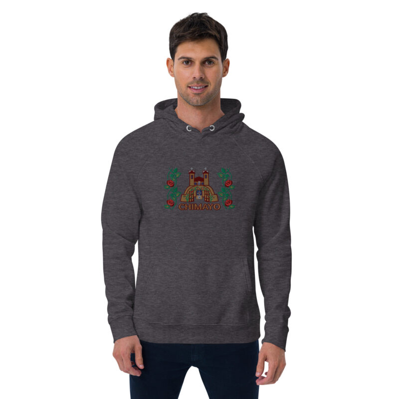 EL SANTUARIO WITH ROSES - Unisex Eco Raglan Hoodie (embroidery on front) - Image 20