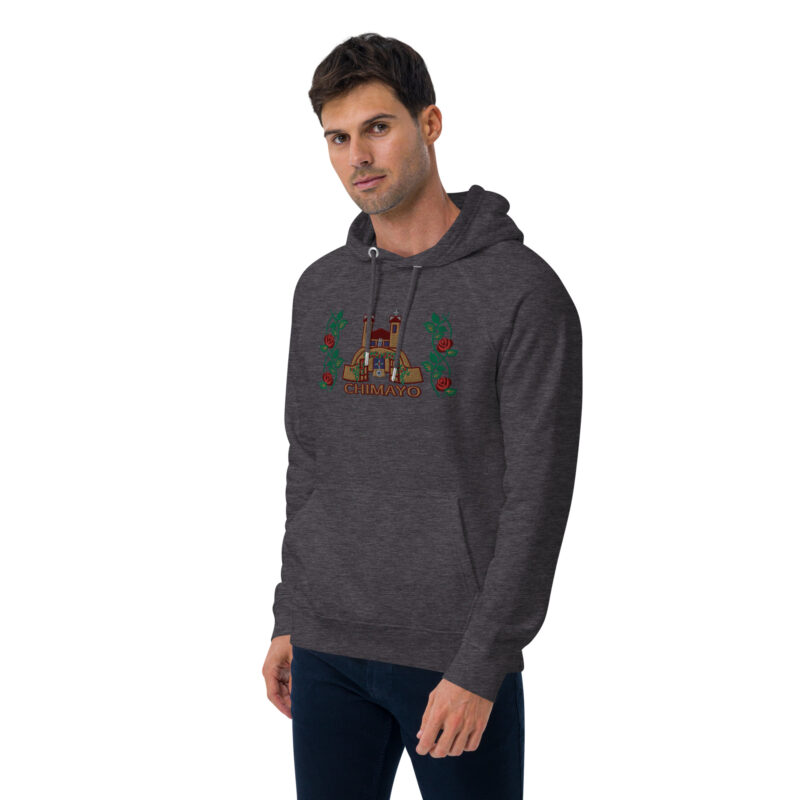 EL SANTUARIO WITH ROSES - Unisex Eco Raglan Hoodie (front embroidery) - Image 22