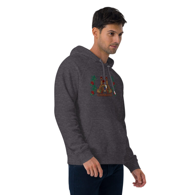 EL SANTUARIO WITH ROSES - Unisex Eco Raglan Hoodie (front embroidery) - Image 23