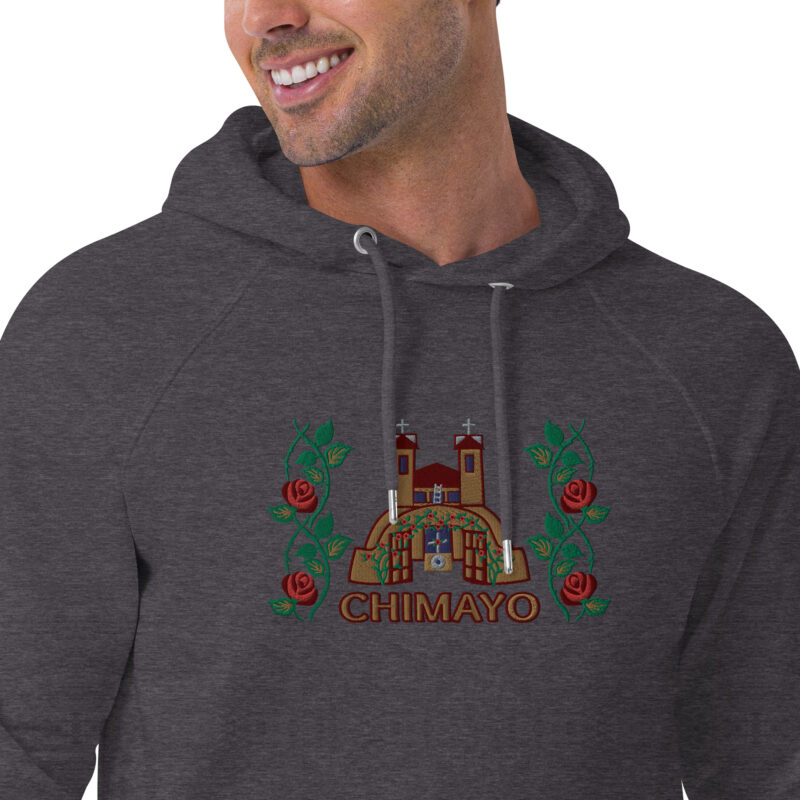 EL SANTUARIO WITH ROSES - Unisex Eco Raglan Hoodie (embroidery on front) - Image 22