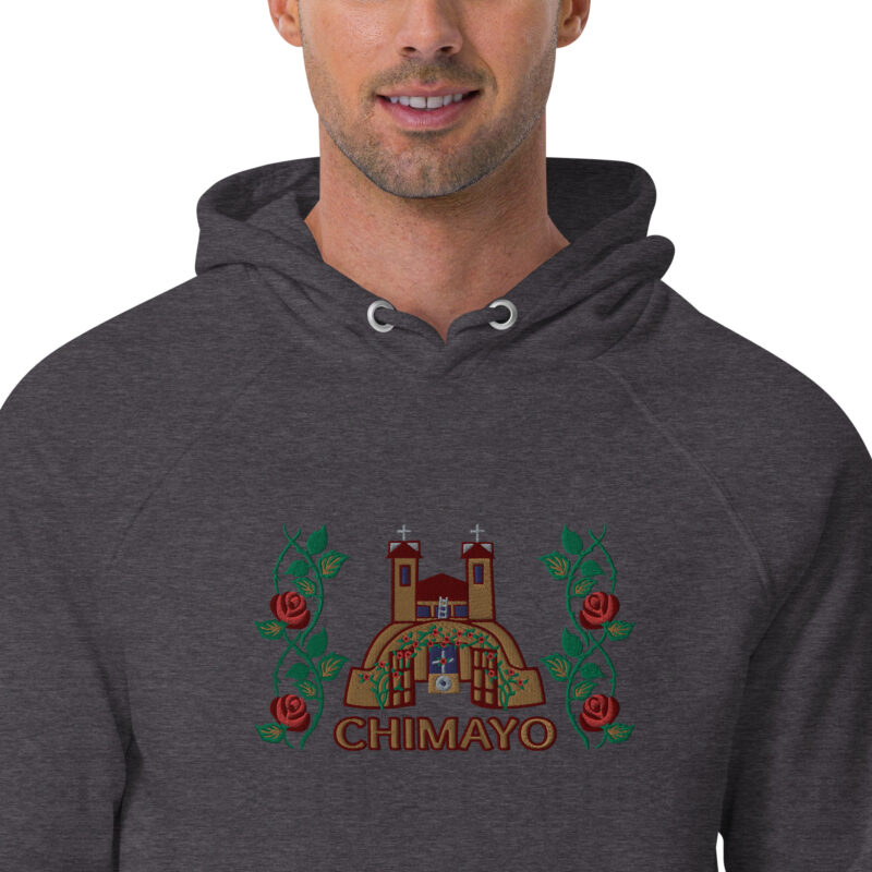 EL SANTUARIO WITH ROSES - Unisex Eco Raglan Hoodie (embroidery on front) - Image 19
