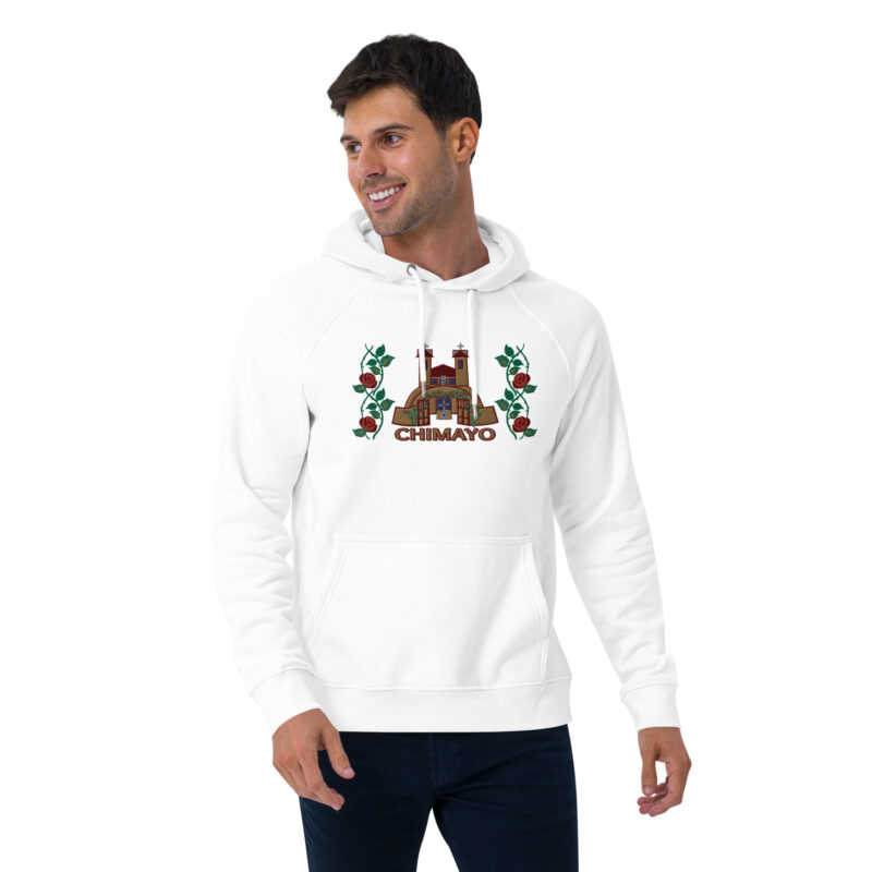EL SANTUARIO WITH ROSES - Unisex Eco Raglan Hoodie (front embroidery) - Image 31