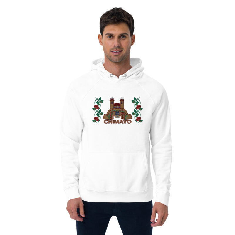EL SANTUARIO WITH ROSES - Unisex Eco Raglan Hoodie (front embroidery) - Image 30