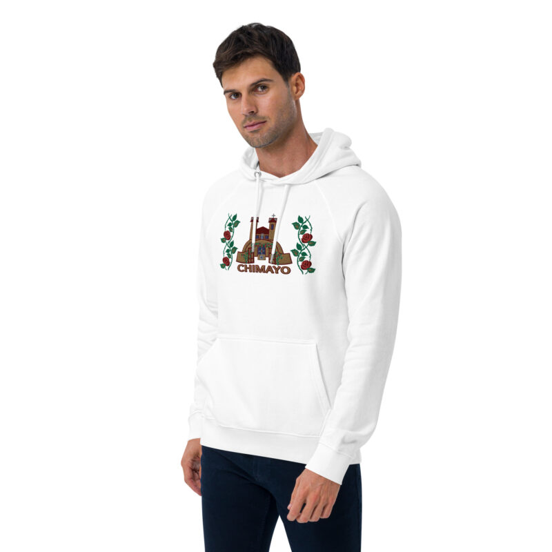 EL SANTUARIO WITH ROSES - Unisex Eco Raglan Hoodie (front embroidery) - Image 34
