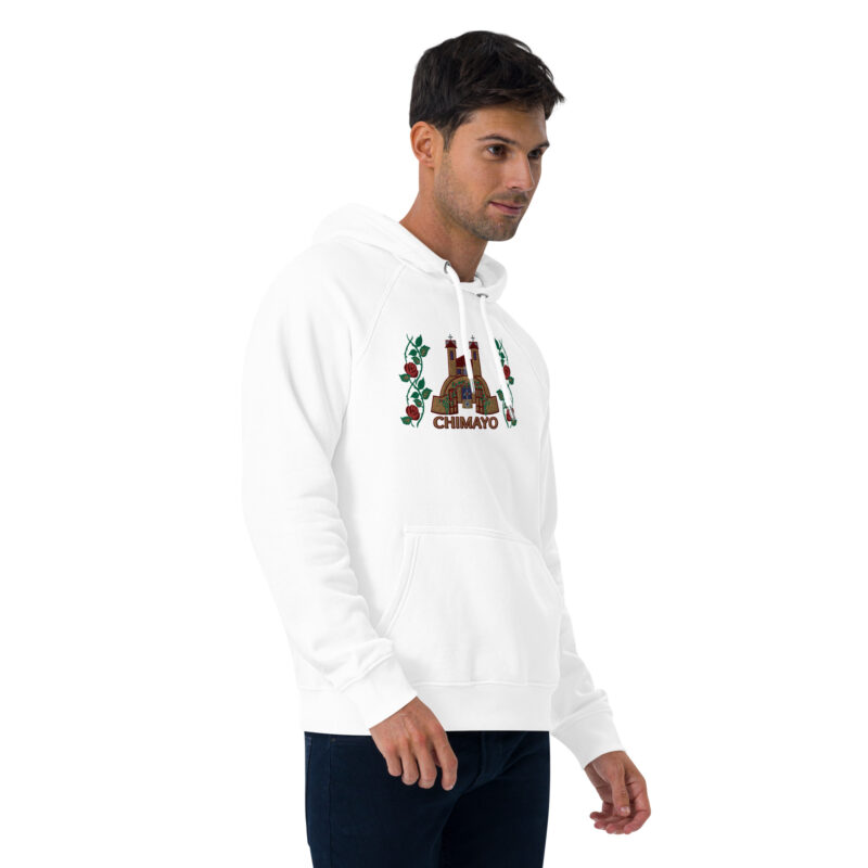 EL SANTUARIO WITH ROSES - Unisex Eco Raglan Hoodie (front embroidery) - Image 35