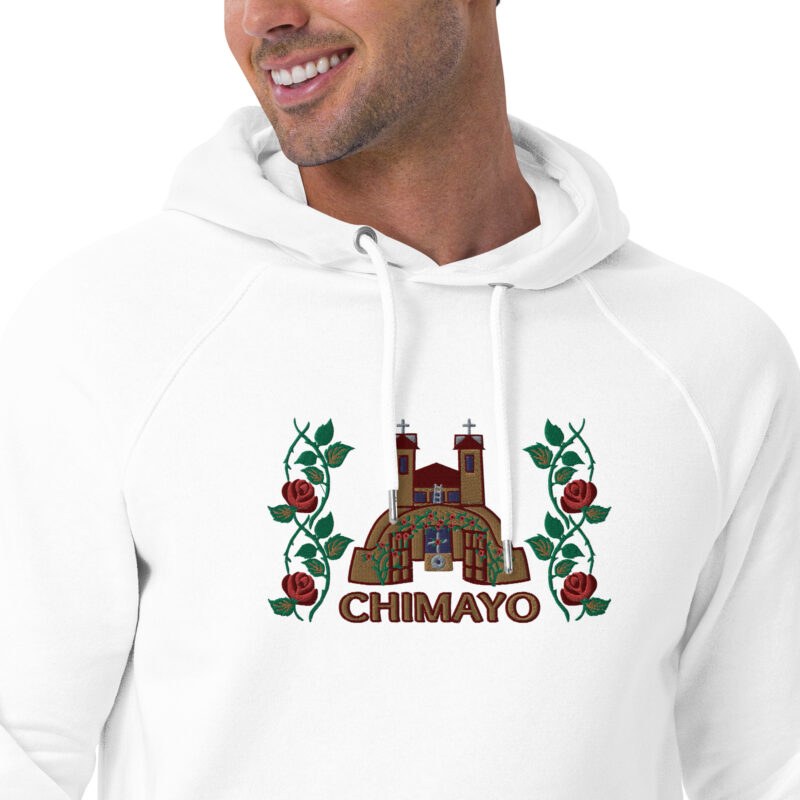 EL SANTUARIO WITH ROSES - Unisex Eco Raglan Hoodie (embroidery on front) - Image 30