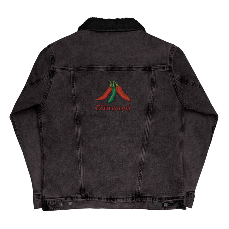 CHIMAYO CHILE - Unisex Denim Sherpa Jacket (embroidered front & back) - Image 2