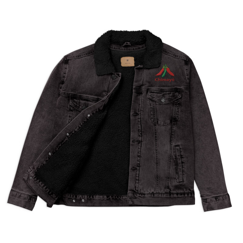 CHIMAYO CHILE - Unisex Denim Sherpa Jacket (embroidered front & back)