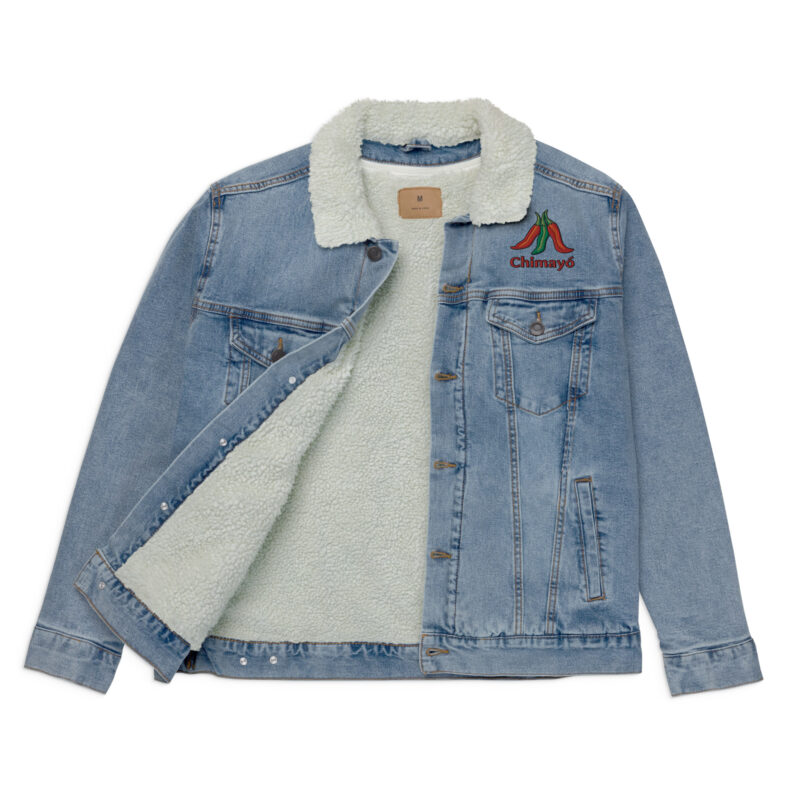 CHIMAYO CHILE - Unisex Denim Sherpa Jacket (embroidered front & back) - Image 23