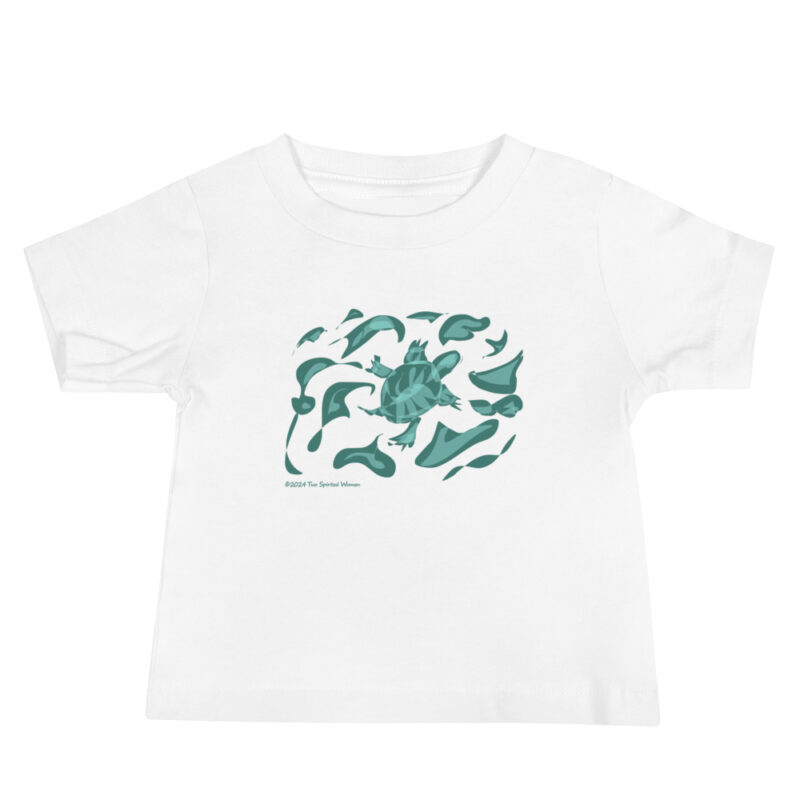 SWIMMING TURTLE - Baby Jersey Short Sleeve Tee - Image 3