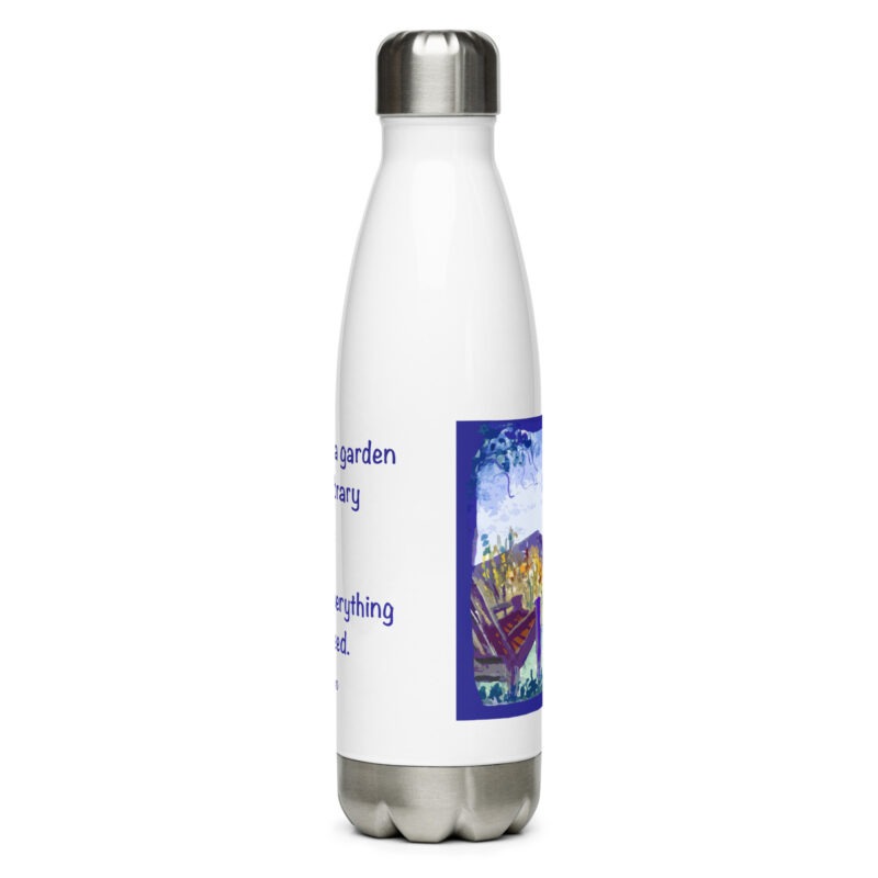 A GARDEN AND A LIBRARY - Stainless Steel Water Bottle - Image 4