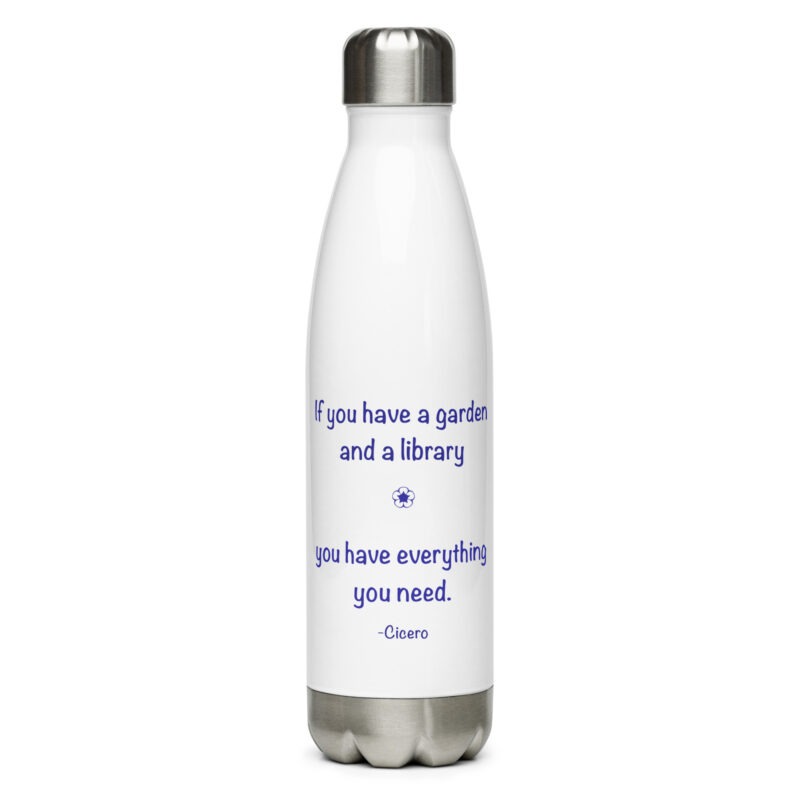 A GARDEN AND A LIBRARY - Stainless Steel Water Bottle - Image 3