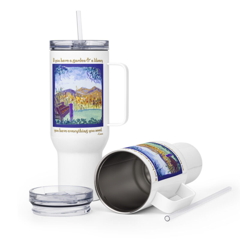 A GARDEN AND A LIBRARY - Travel Mug