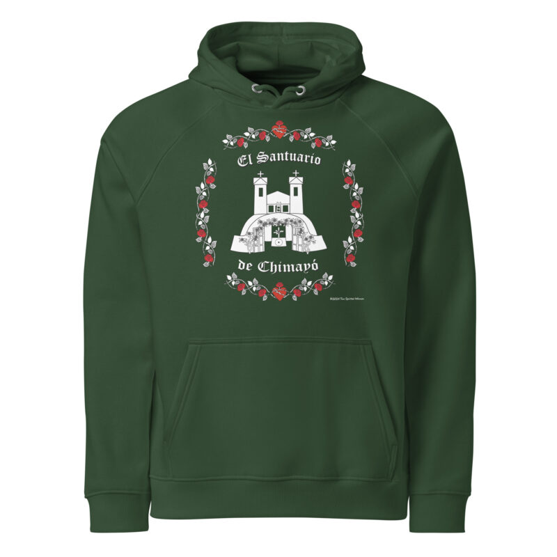 SANTUARIO WITH ROSES - Unisex Eco Hoodie (printed on front) - Image 4