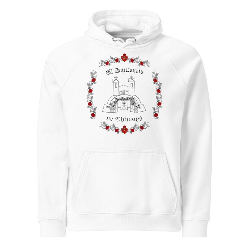SANTUARIO WITH ROSES - Unisex Eco Hoodie (printed on front) - Image 5
