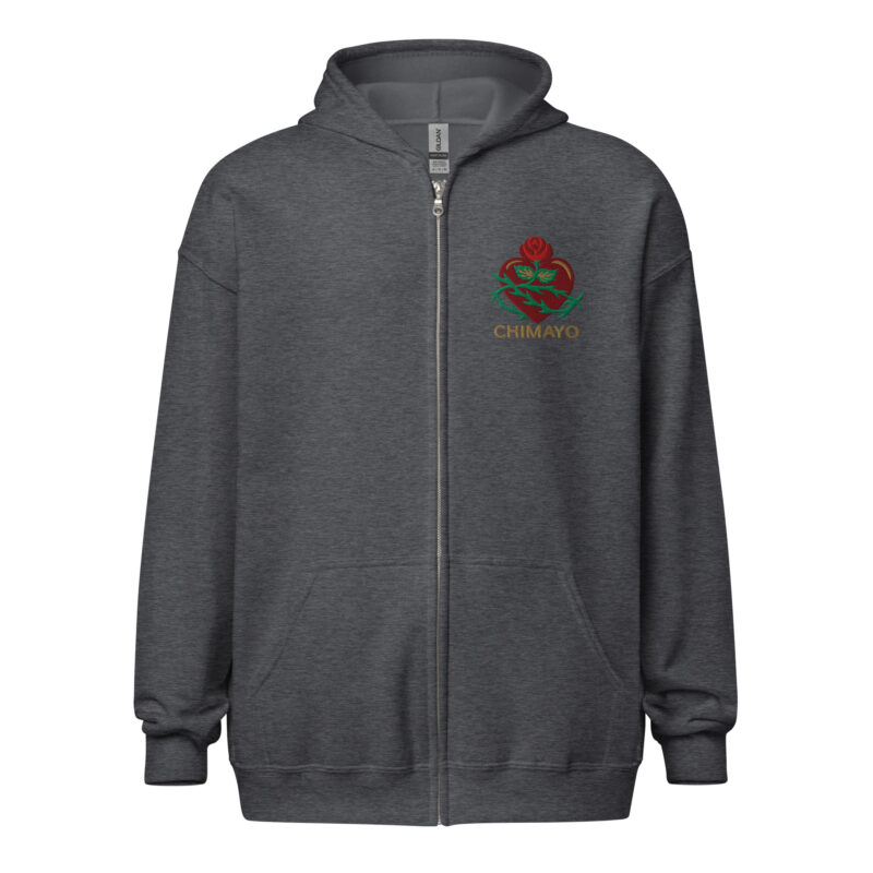 CHIMAYO HEART WITH ROSE - Unisex Heavy Blend Zip Hoodie - Image 3