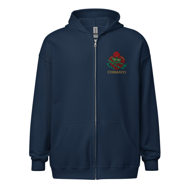 CHIMAYO HEART WITH ROSE - Unisex Heavy Blend Zip Hoodie - Image 2