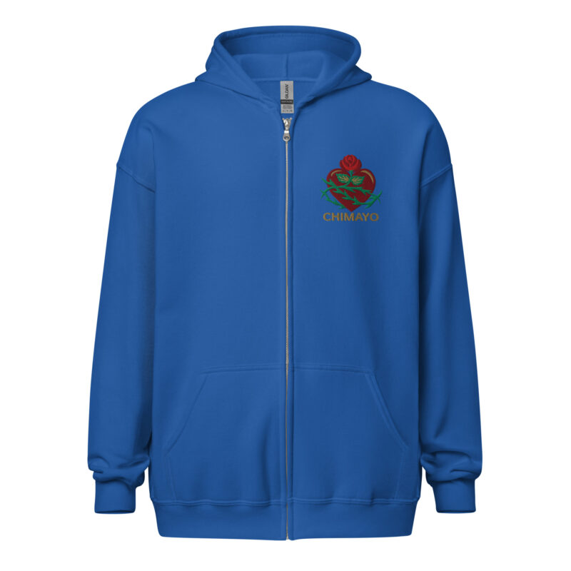 CHIMAYO HEART WITH ROSE - Unisex Heavy Blend Zip Hoodie - Image 4