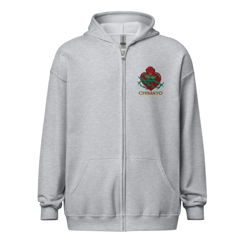 CHIMAYO HEART WITH ROSE - Unisex Heavy Blend Zip Hoodie - Image 5