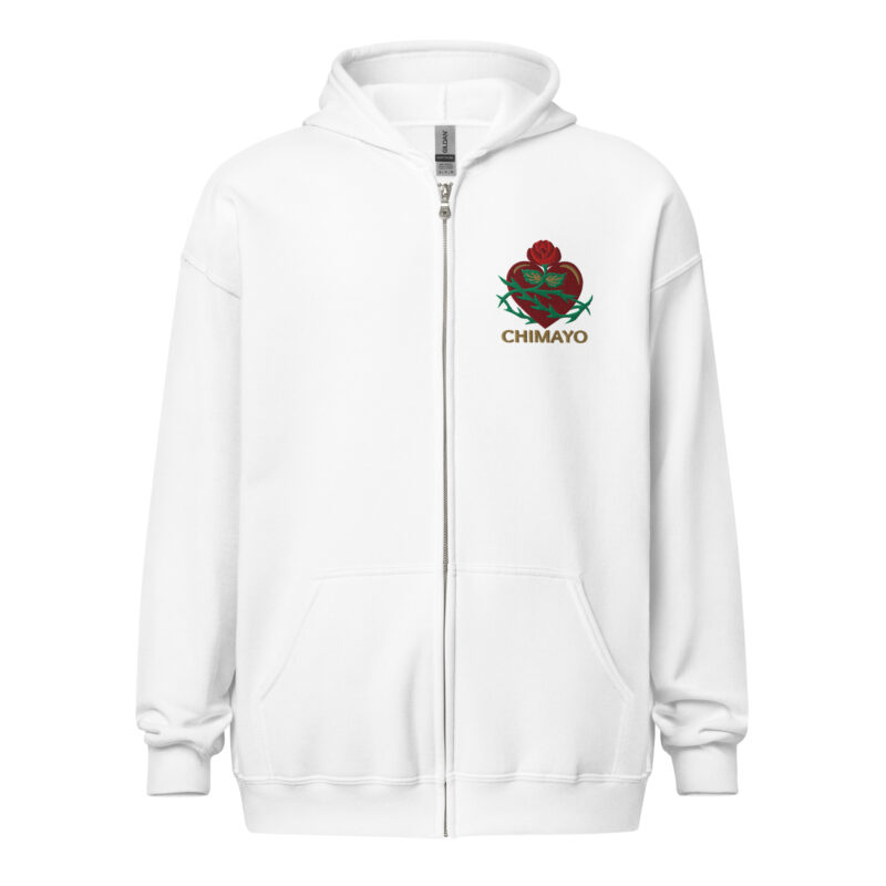 CHIMAYO HEART WITH ROSE - Unisex Heavy Blend Zip Hoodie - Image 6