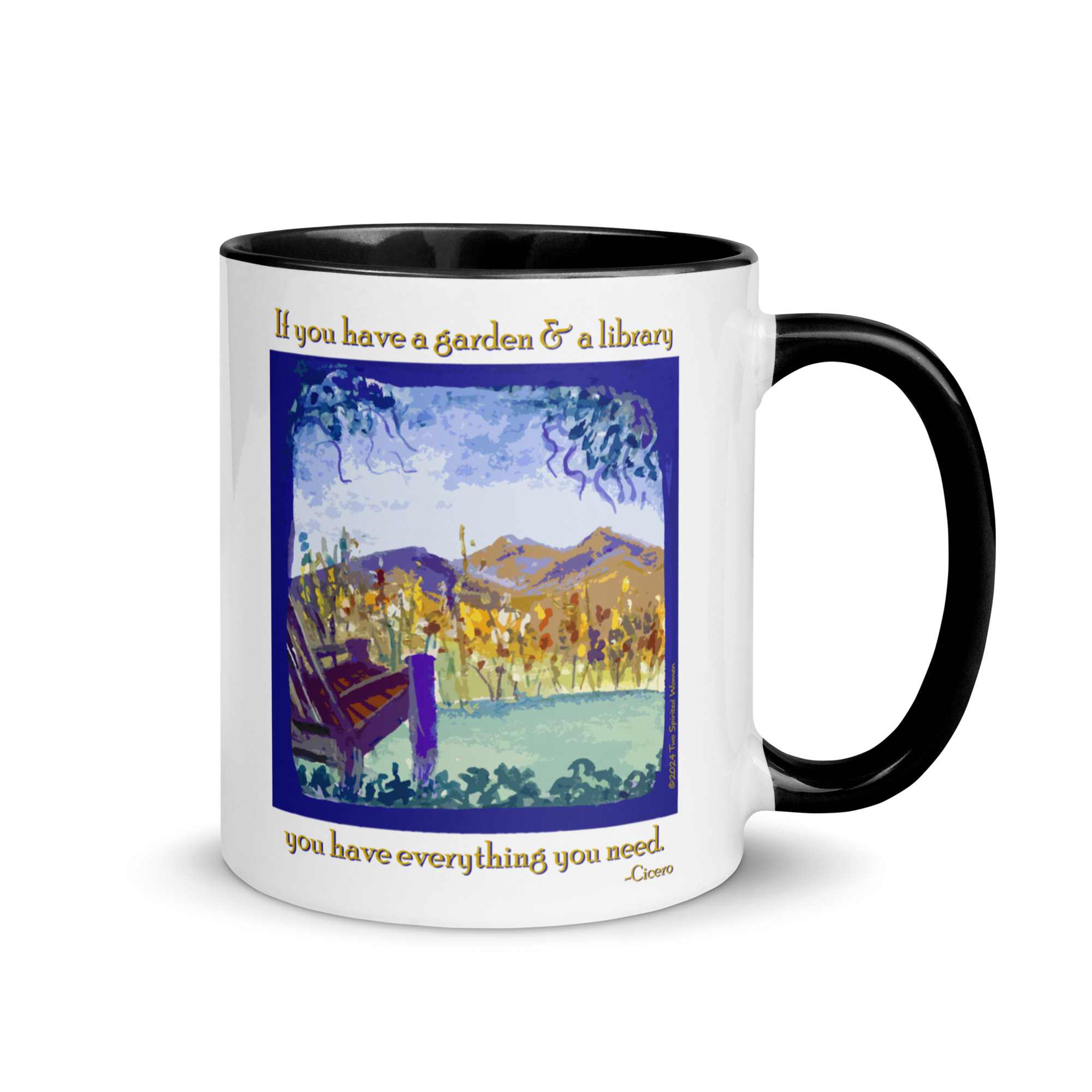 A GARDEN AND A LIBRARY - Colorful Mug - Image 2