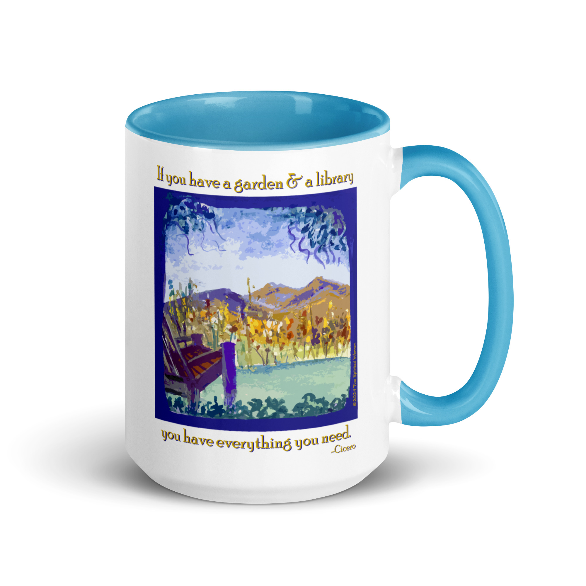 A GARDEN AND A LIBRARY - Colorful Mug - Image 28