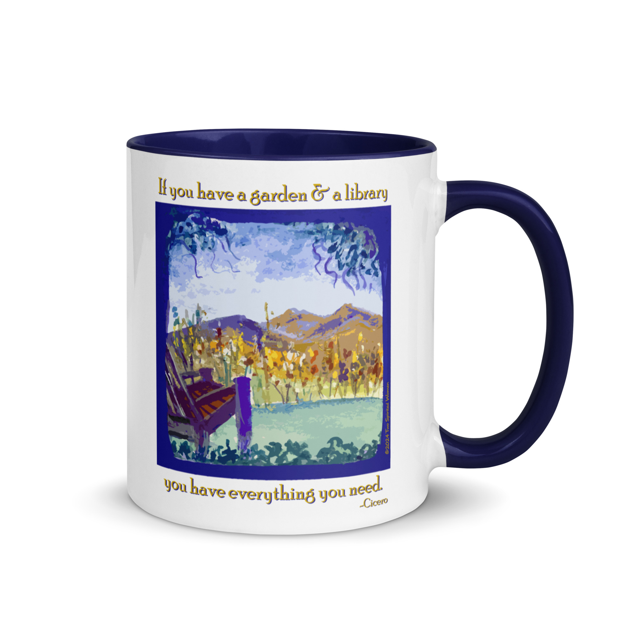 A GARDEN AND A LIBRARY - Colorful Mug