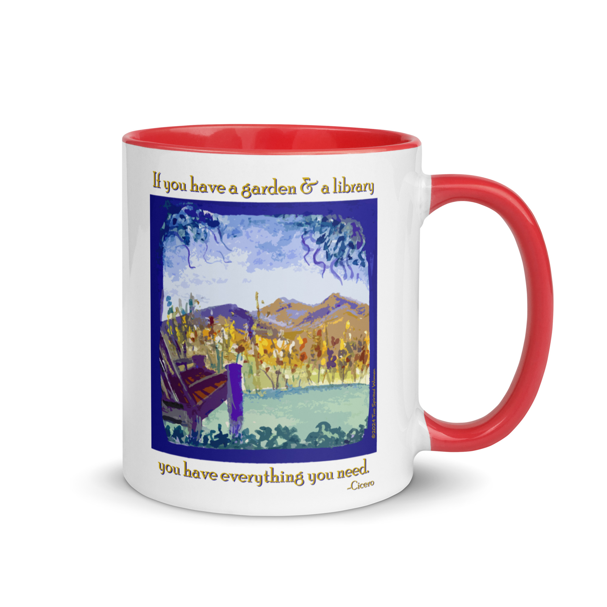 A GARDEN AND A LIBRARY - Colorful Mug - Image 10