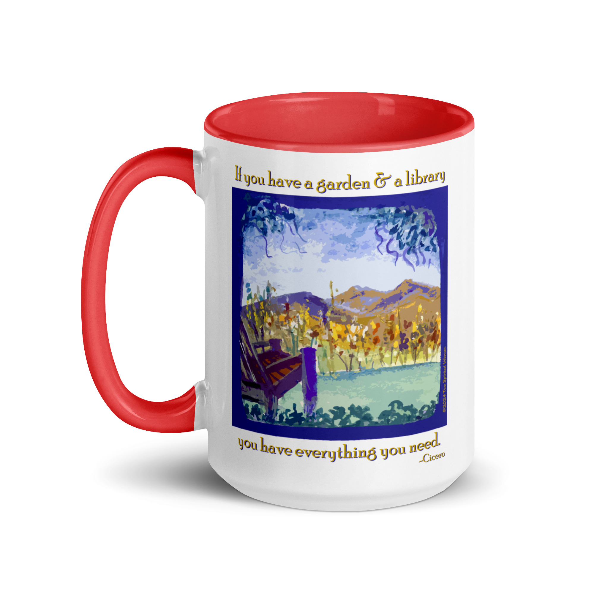 A GARDEN AND A LIBRARY - Colorful Mug - Image 15