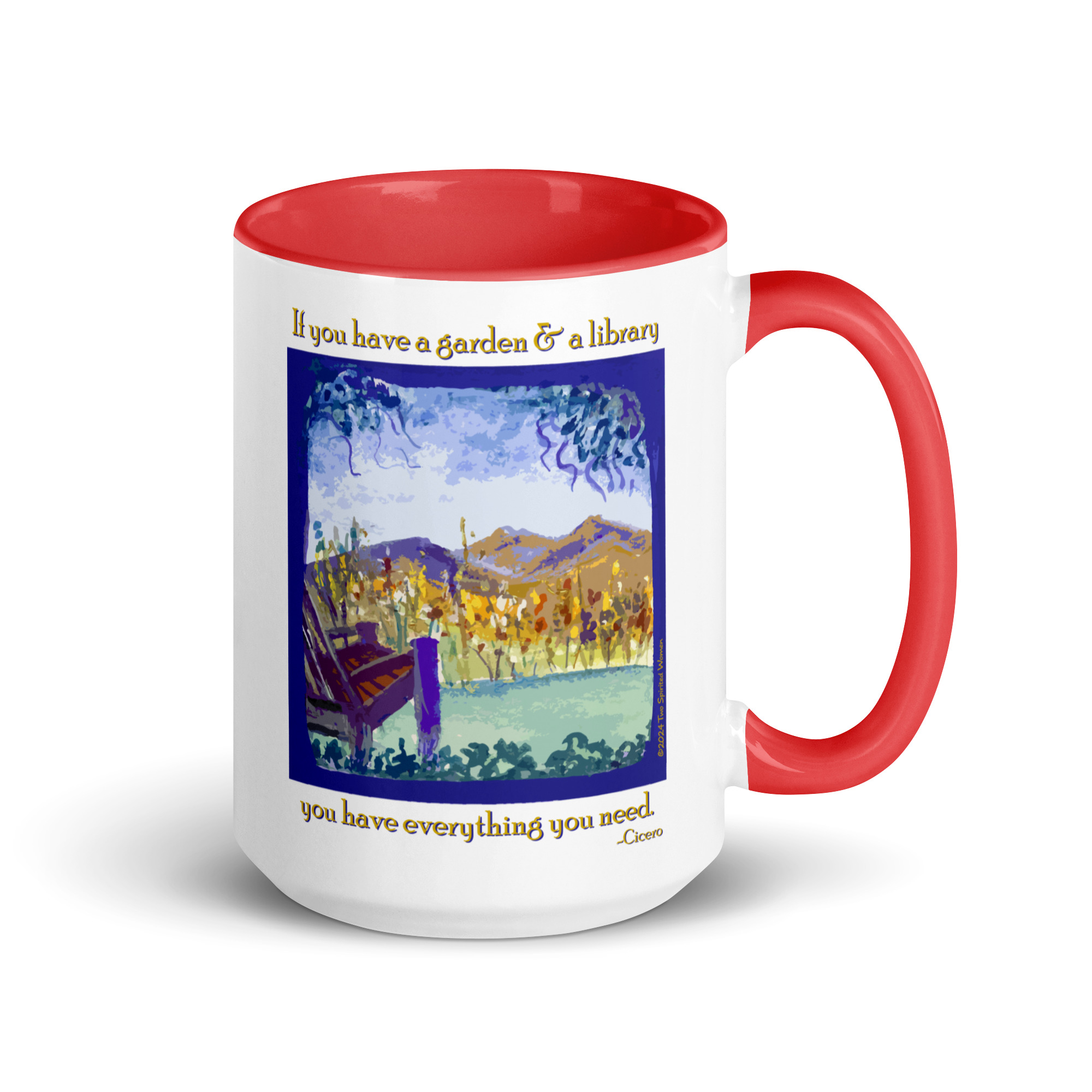 A GARDEN AND A LIBRARY - Colorful Mug - Image 13
