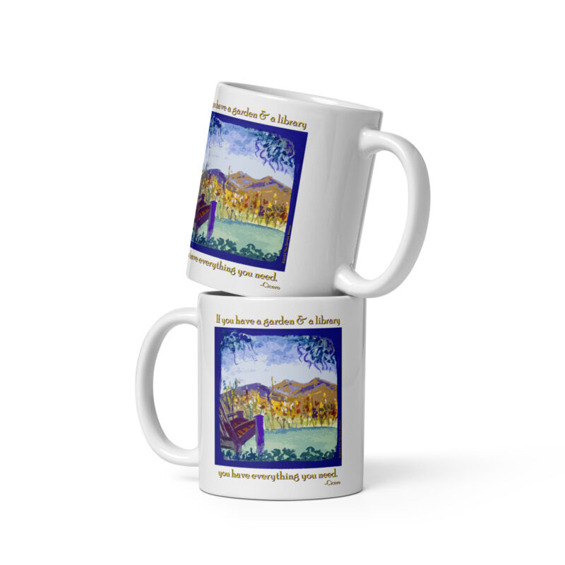 A GARDEN AND A LIBRARY - White Mug (11, 15 & 20 oz.) - Image 2