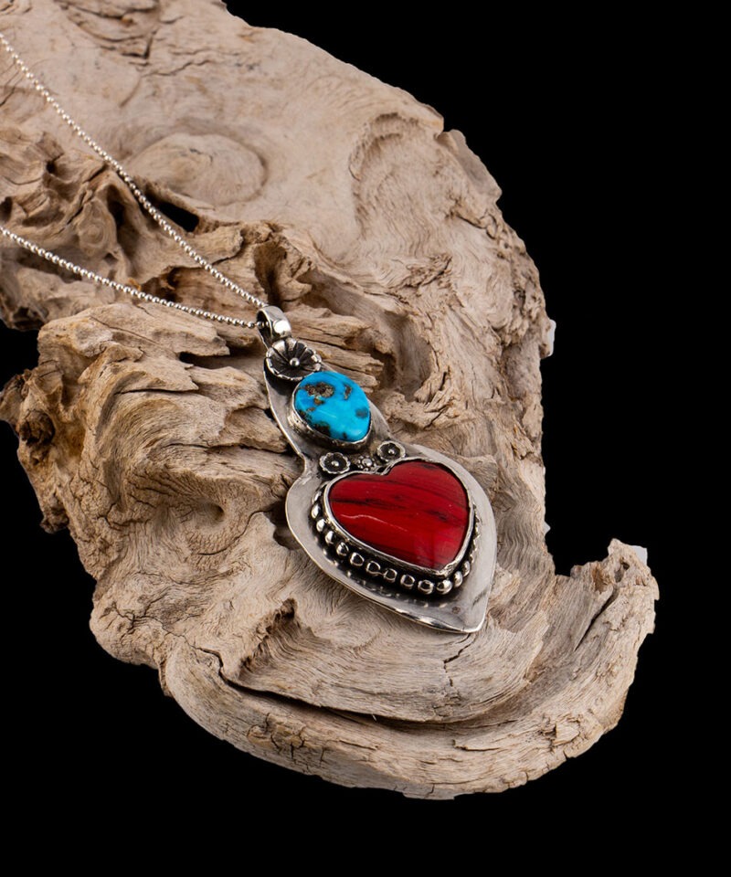 J160 Large Rosarita Heart with Sierra Bella Turquoise - Image 7