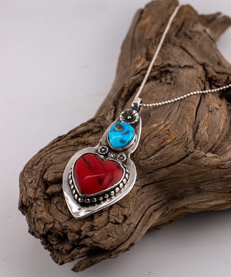 J160 Large Rosarita Heart with Sierra Bella Turquoise - Image 5