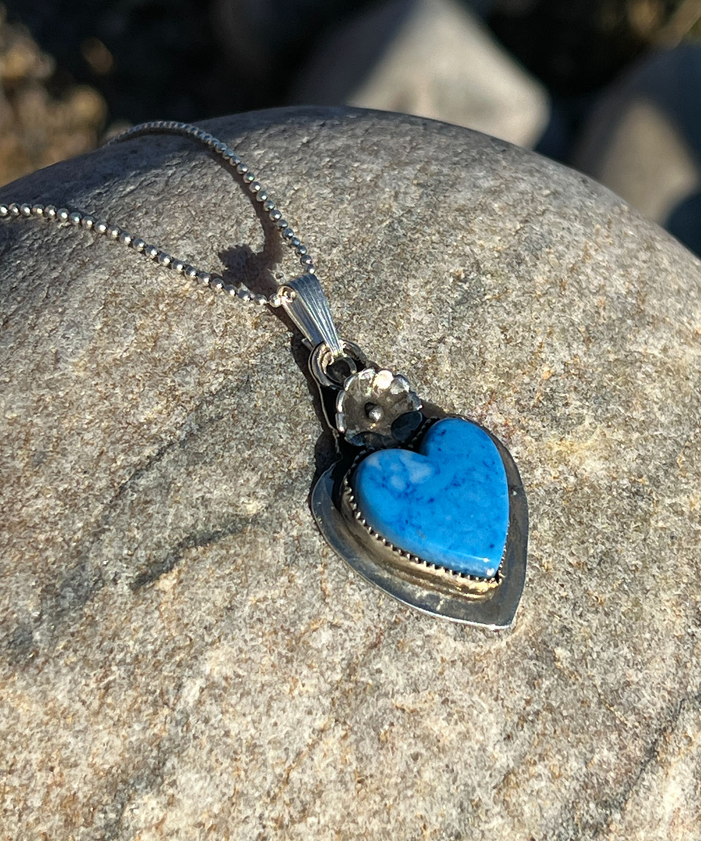 J155 Denim Lapis Heart with Western Daisy
