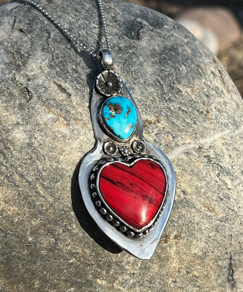 J160 Large Rosarita Heart with Sierra Bella Turquoise - Image 2