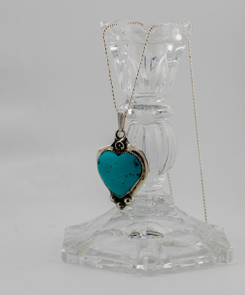 J157 Kingman Turquoise Heart with Flower & Beads - Image 2